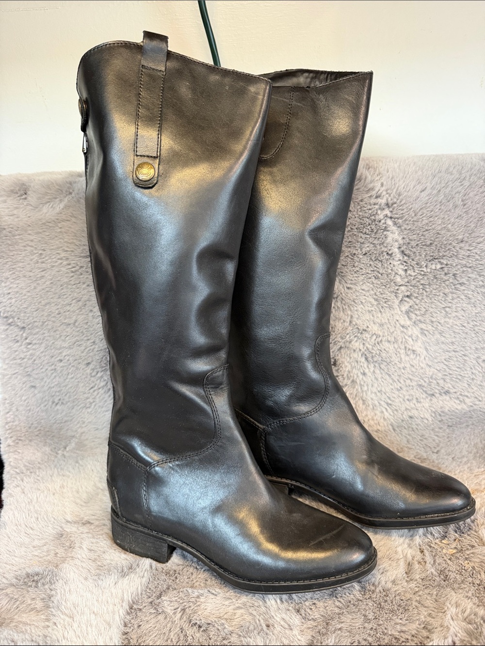 Sam Edelman Black Tall Riding Boots with Side Zip